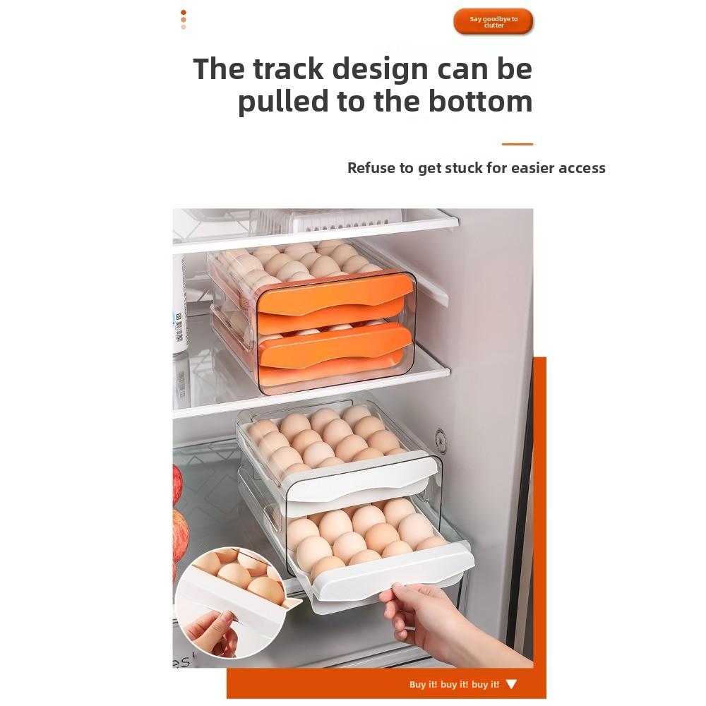 Refrigerator Drawer Type Egg Storage Box Transparent Thickened 32 Grid Egg Box Food Grade Double Layer Can Be Stacked Fresh-keeping Box