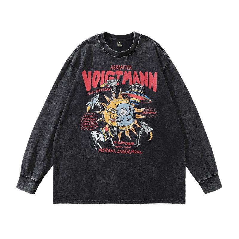 American Trendy Brand Punk Cartoon Print Spice Girl Long-Sleeved T-Shirt Men And Women Oversized High Street Tee