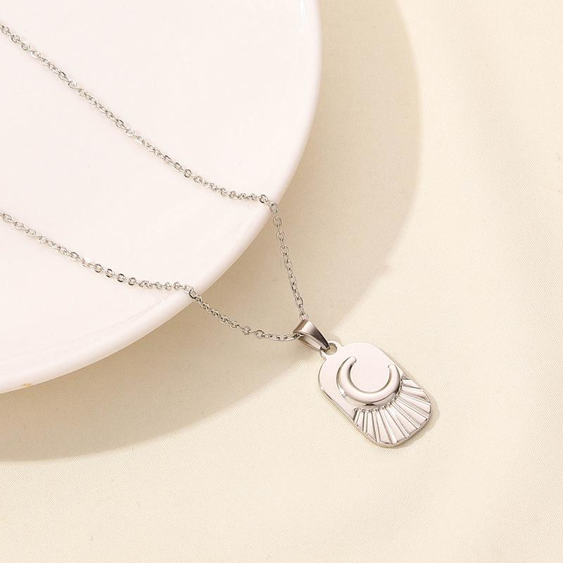 Sun Moon Star Jewelry Classic Stainless Steel Necklace 50cm Chain On The Neck Necklaces For Women Men Pendant Trendy Choker Gift