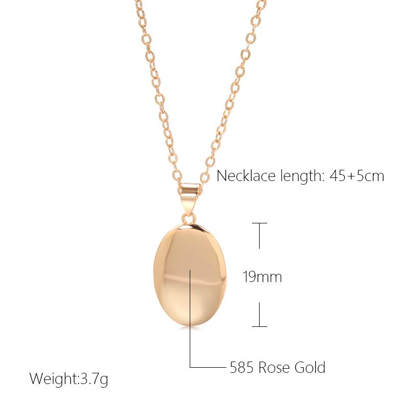 Simple Oval Glossy Pendant Necklace Fashion  Rose Gold Color Women Charm Pendant High Quality Daily Fine Jewelry