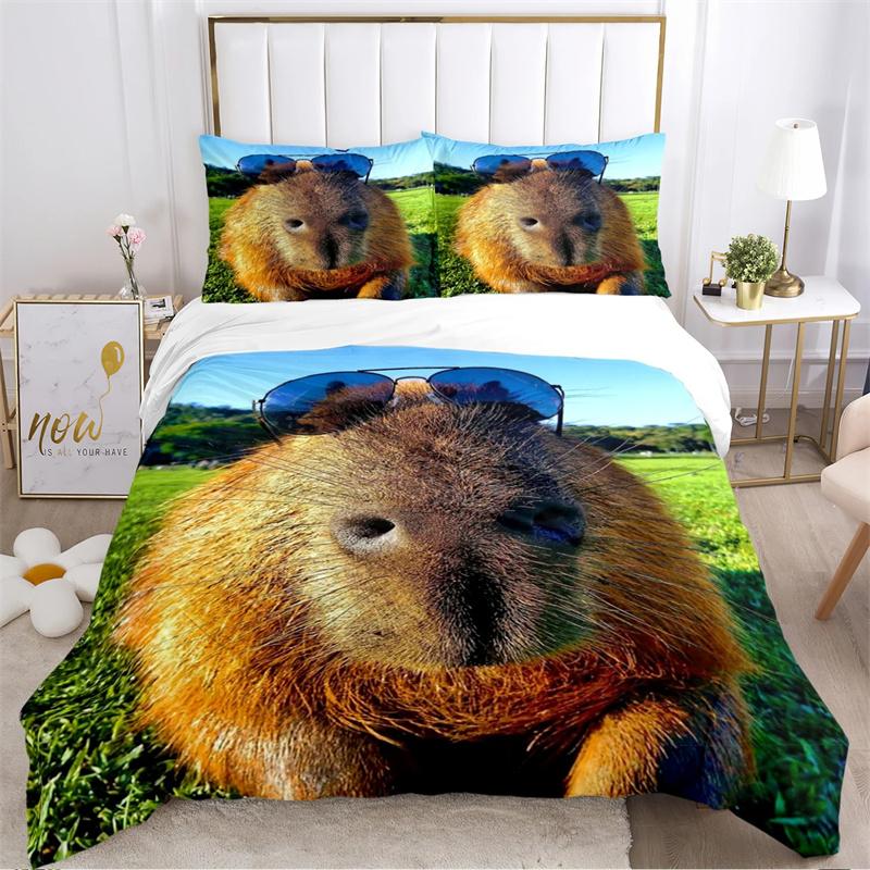 Милый аниме-капибара Kawai всесезонный комплект постельного белья с наволочкой для дома Twin Full Queen King детский подарок