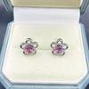 6.2mm Round CZ Flower Stud Earrings DIY Setting, S925 Sterling Silver Mount