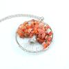 Winding Natural Stone Crystal Tree Of Life Necklace, Colorful Stone Necklace Jewelry N106