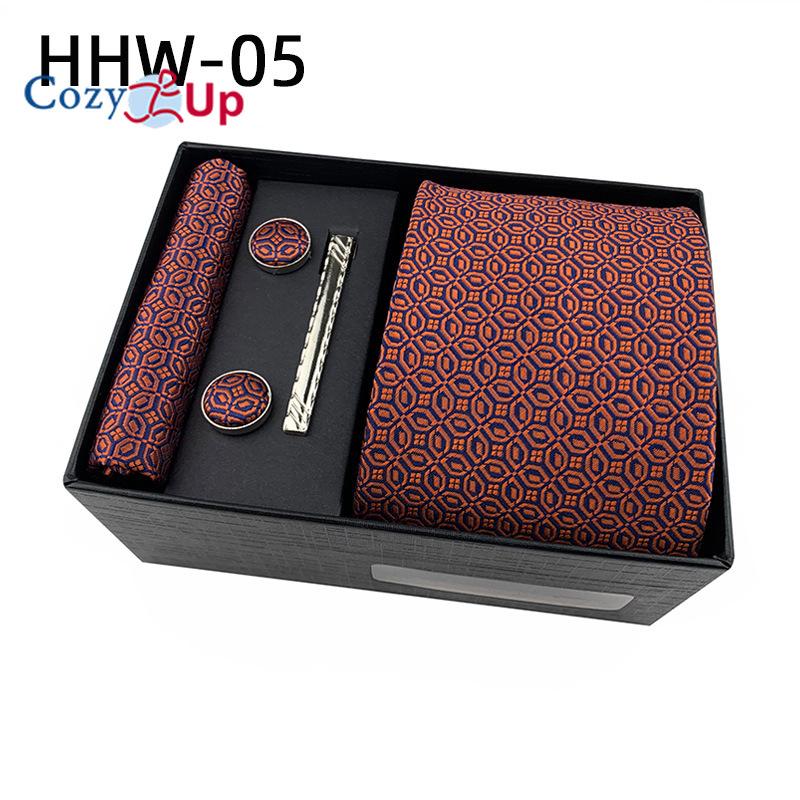 Cozy Up Set 6 piese Cravată pentru bărbați Paisley, inclusiv cravată pătrată eșarfă manșetă agrafă cutie cadou