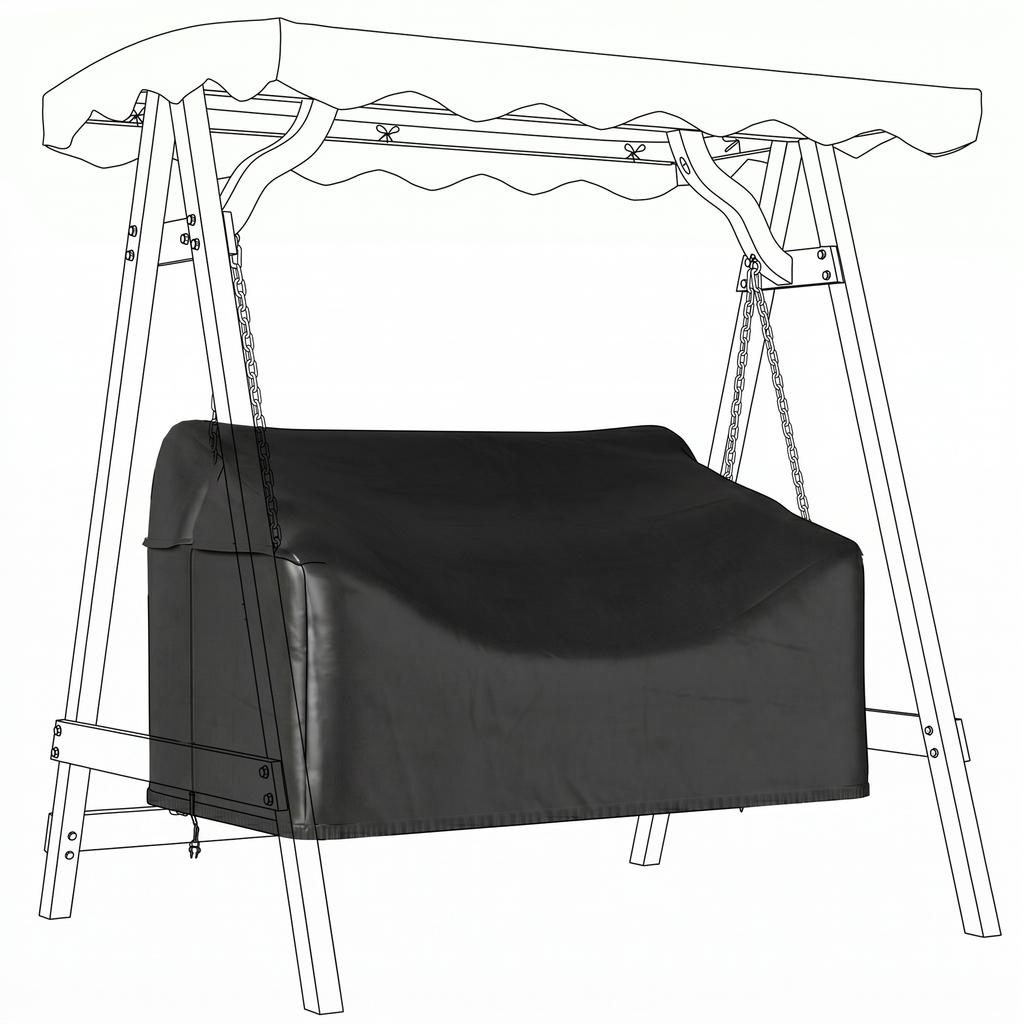 2-Seater Garden Swing Cover, Waterproof Protective Cover, Windproof and UV-Resistant, 420D Oxford Fabric