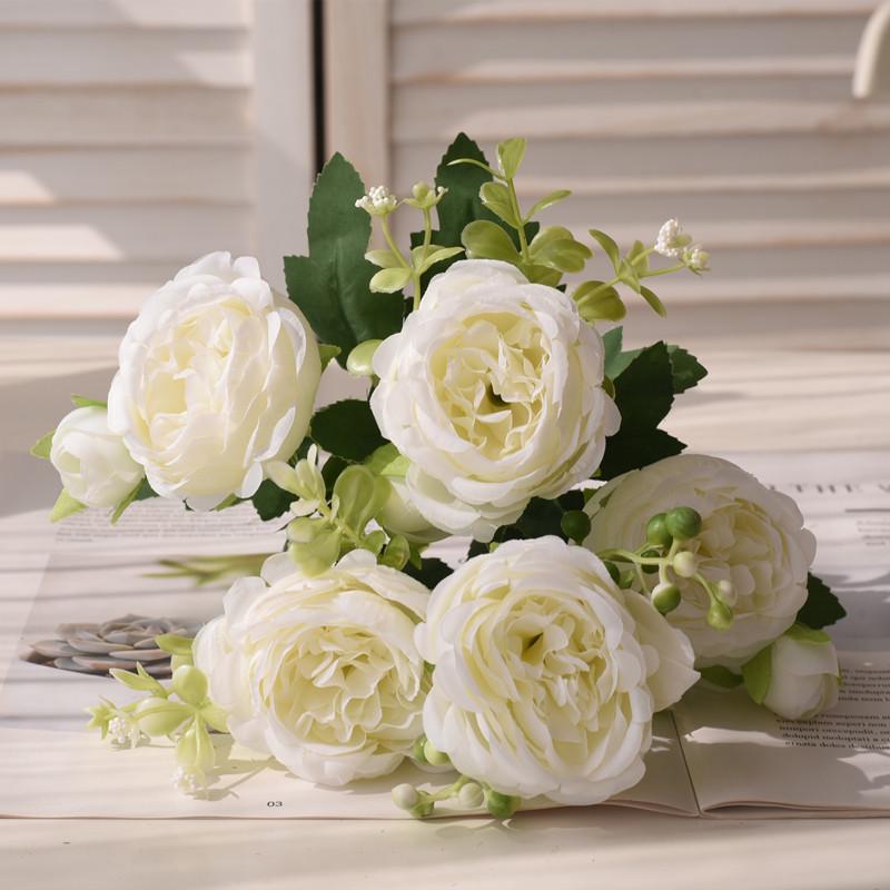 Peonia di Lusso Fiore di Loto Europeo Rugiada Composizione Floreale per Arredo Interno