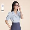 Elegant Blue Summer Short Sleeve Women's Professional Shirt for Commuting or Interviews