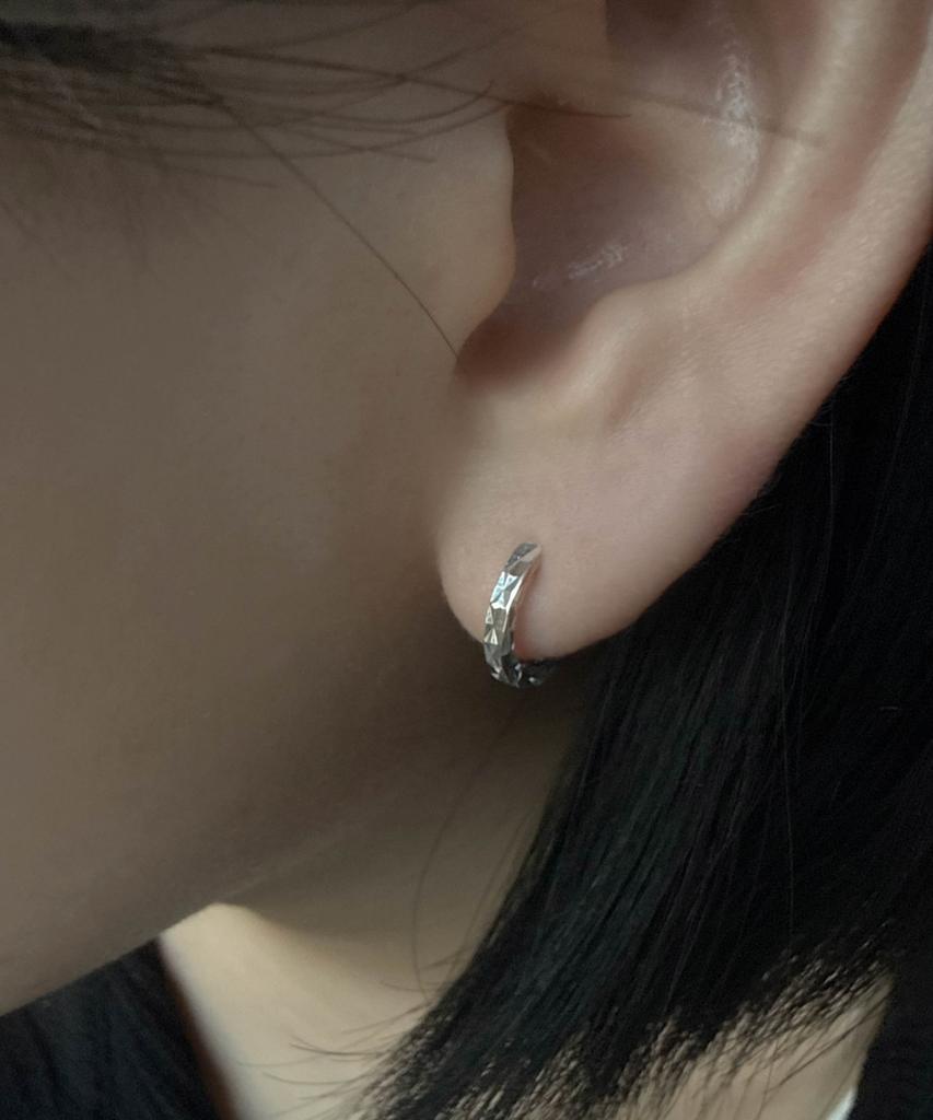 Baradu 925 Facet Cutting Hoop Earrings