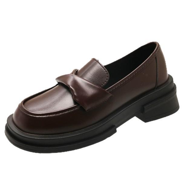 Platform Small Leather Shoes Women's British Style 2025 New Popular Spring and Summer One-pedal Black Jk Single Shoes Doudou Loafers