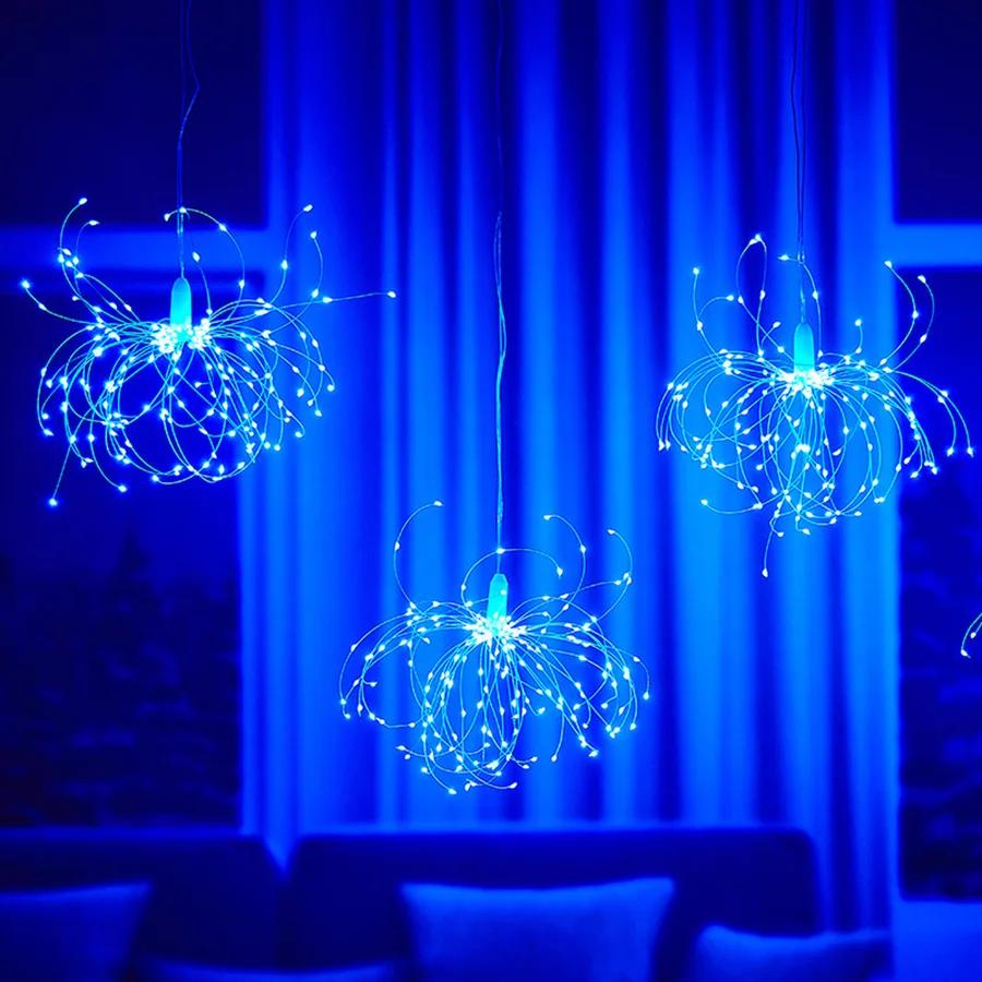 5 IN 1 Plug in Firework Lights 600 LED Starburst Lights Outdoor Christmas Garland LED Twinkle Fairy Light for Tent Porches Decor