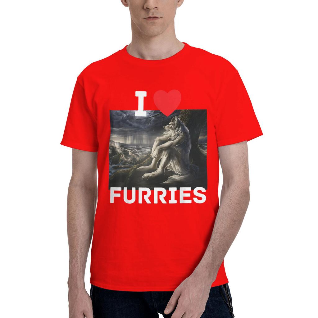 I Heart Furries Funny Cringe Furry Alpha Werewolf Wolf Meme T Shirt For Men Summer T-Shirts Comfortable Tee Shirt Big Size Tops