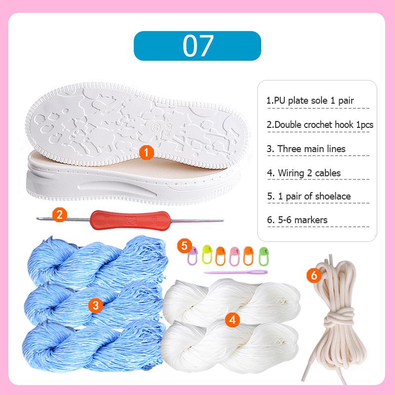 DIY Shoes Crocheted Material Hand-woven Summer Hook Soles Anti-kick Rubber Soles+Hollow Line Knitted Slippers Short Boots