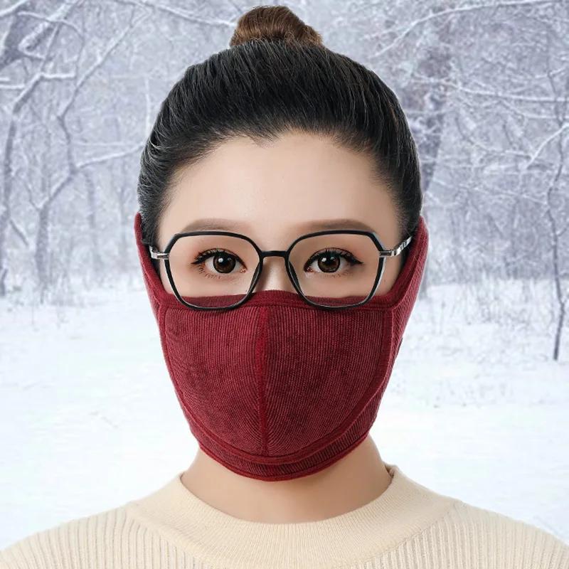 Winter Half Face Mask Thermal Fleece Ear Mouth Cover Neck Warmer Windproof  Breathable Cycling Mask Warm Skiing Hiking Headwear