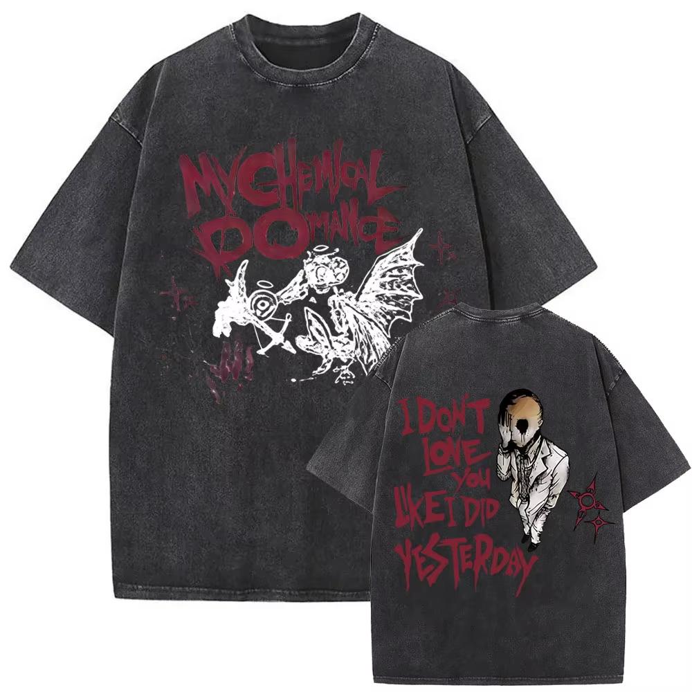 Washed Vintage Rock Band My Chemical Romance The Black Parade Tour  Tshirt Mens Women Fashion Punk Emo Oversized T Shirts