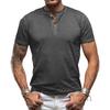 T-shirt da uomo in cotone con collo Henry, design ad alta elasticità, vestibilità slim, magliette tinta unita, top da uomo, T-shirt a maniche corte per uomo