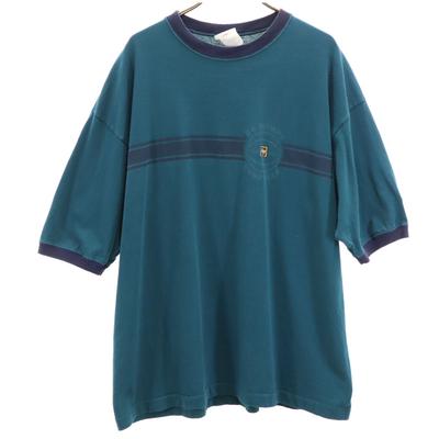 JERZEES 90s Made In USA Old Short Sleeve Ringer T-shirt XL Green System Men's Used