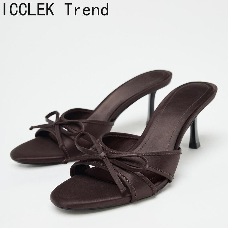 Sexy Summer High Heel Women Slippers Fashion Butterfly-knot Open Toe Slide Ladies Stripper Party Dress Sandalias