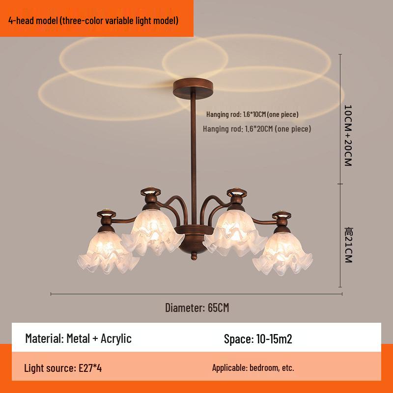 French Retro Nanyang Style Chandelier for Living Room, Restaurant, or Bedroom
