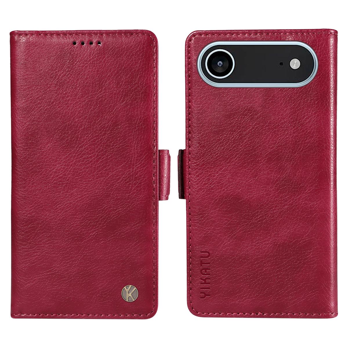 

For iPhone 17 Air Case YIKATU YK-007 Litchi Texture PU Leather Wallet Phone Cover Wine Red