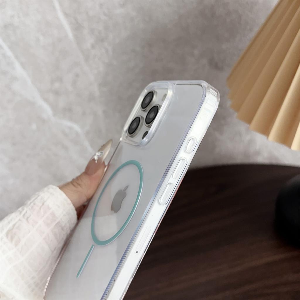 Für iPhone 16 Pro Max Magnetische Hülle Acryl TPU Transparentes Handy-Rückcover