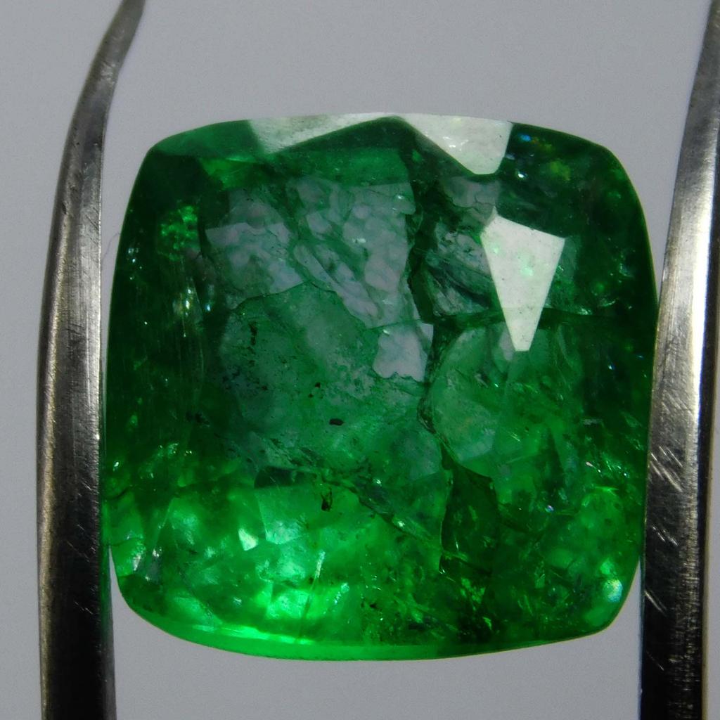 7 Ct Natural CERTIFIED Emerald Square Cushion Cut Green Colombian Loose Gemstone A-5895