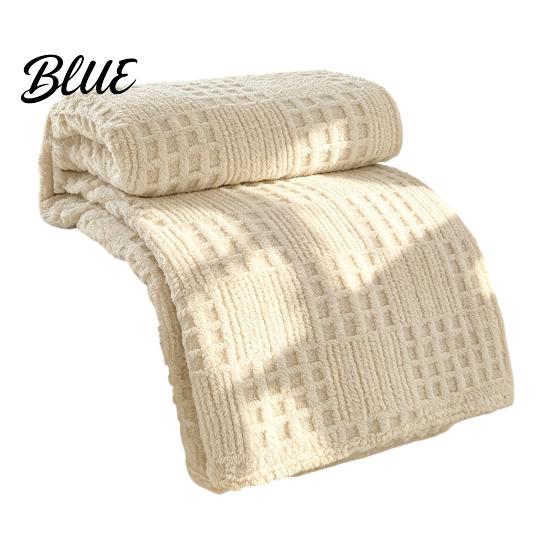 Office Lunch Break Milk Fleece Throw Blanket Waffle Checkered Blanket 3D Solid Color Plush Polyester