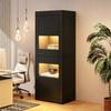 N625P286366367S) Black Display Cabinet with LED Lighting, 1 Glass Shelf, 61*42*162 Cm, Freestanding Display Cabinet, Tall Cabinet, Storage Cabinet.