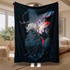 Witch Theme, Gift for Her, Blanket, Anime Girl with Red Apple Design, Home Decor And Bed Use, Soft Cozy Multi-Purpose