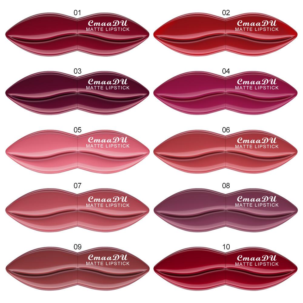 CmaaDu 5 Sets matt-matter Lippenstift, rot, wasserfest, keine Farbe berührt die Tasse nicht