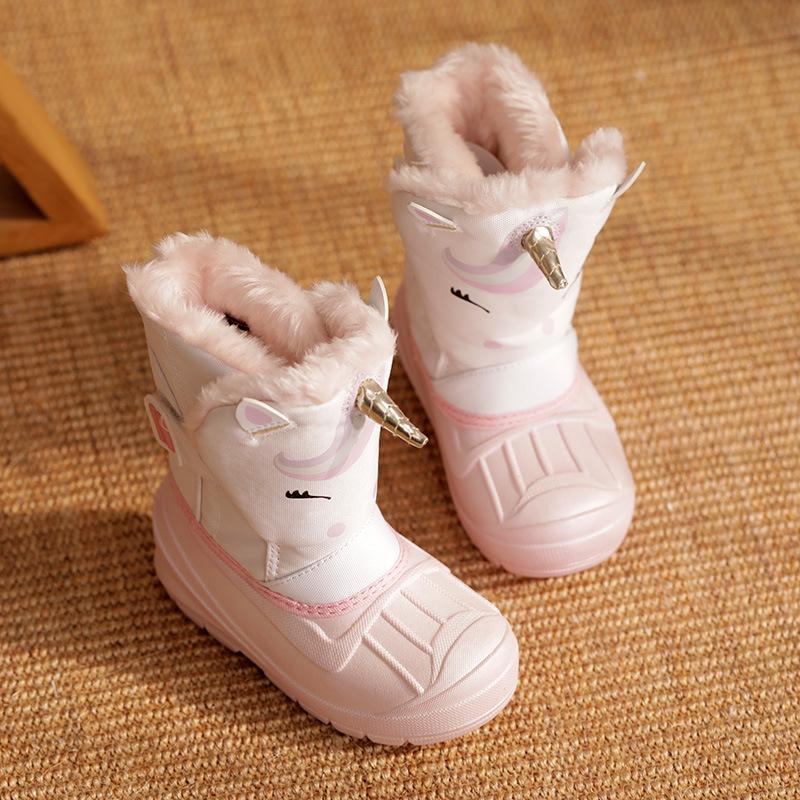 Unisex Toddler Waterproof Non-Slip Snow Boots with Thick Fleece Lining