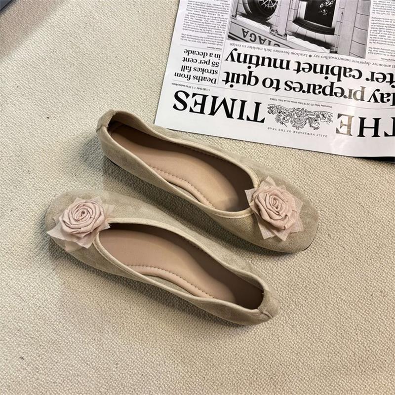 New Chinese light mouth rose flat shoes retro new late evening wind niche design sense beautiful ballet shoes