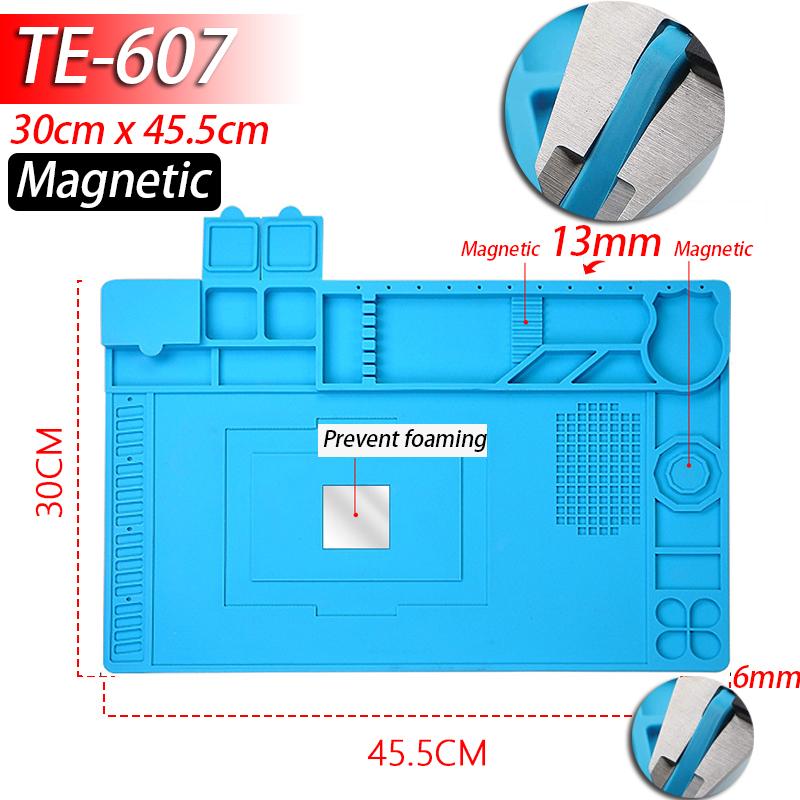 Soldering Station Mat Silicone Work Mat Heat Resistant 932°F Anti-Static Magnetic Mat for Electronic Phone Laptop Watch Repair