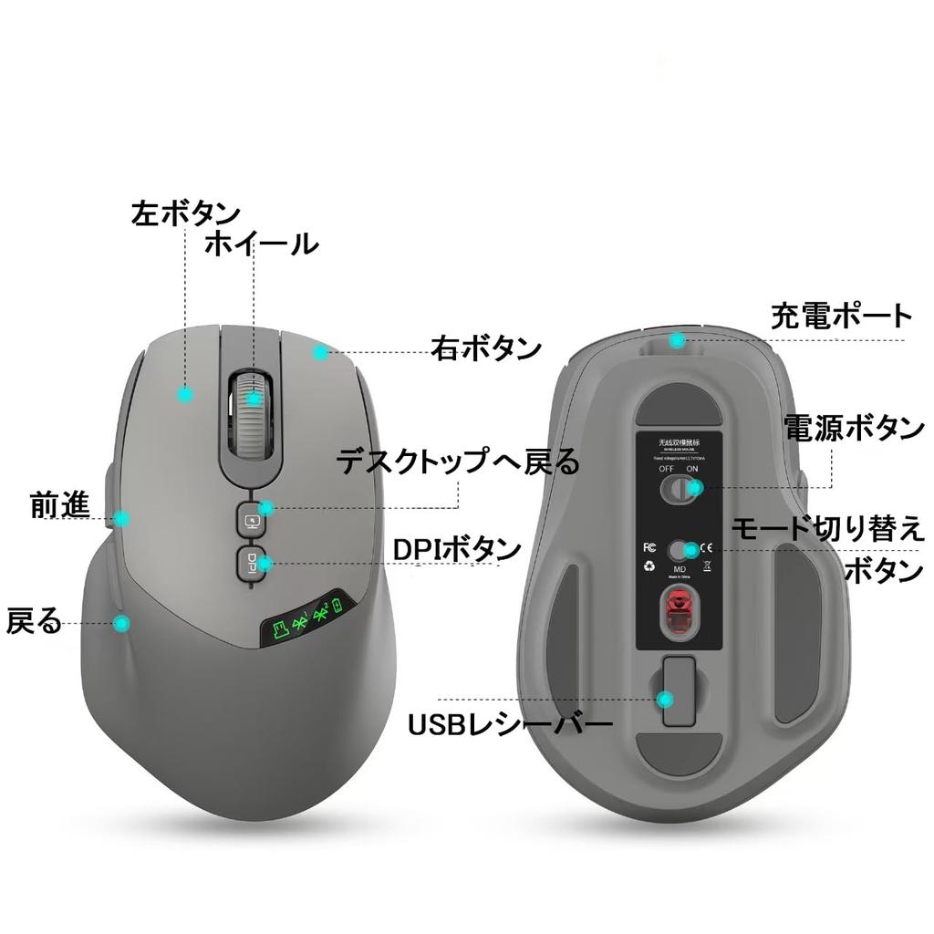 [Multi-Connection, 2.4GHz & Bluetooth] Wireless Mouse, Quiet, Type-C Charging, 100016002000 DPI, for Laptops, PCs, iPads, Tablets, and Smartphones