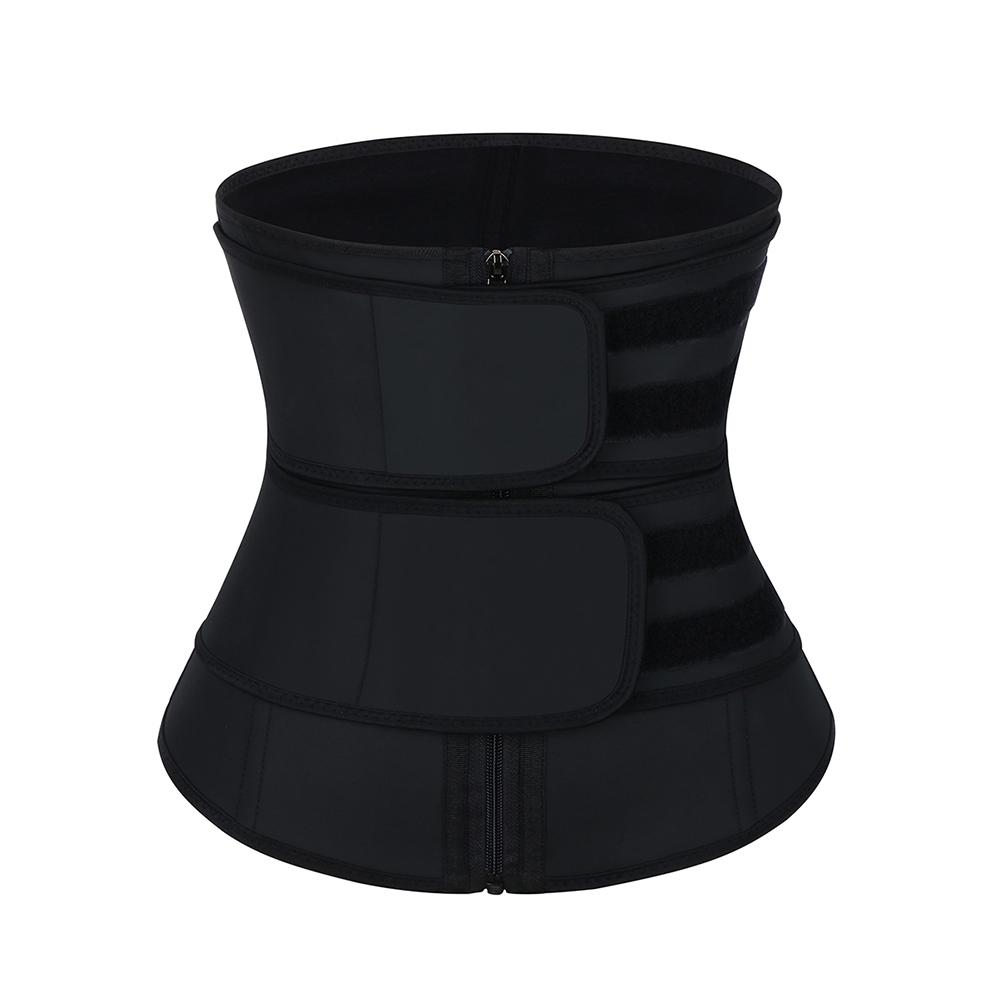Custom Logo Adjustable Zipper High Compression Tummy Control Double Belt Slim Latex Waist Trainer Shaper for Women