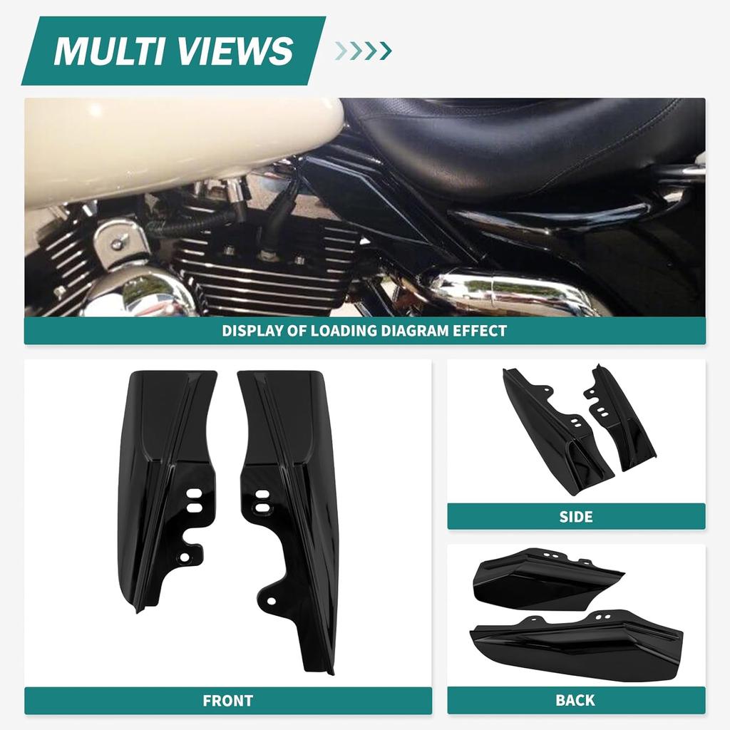 Motorcycle Air Deflector Heat Shield Fit for Harley Touring Road Glide Electra Glide Road King Street Glide 2001-2008 (Black)