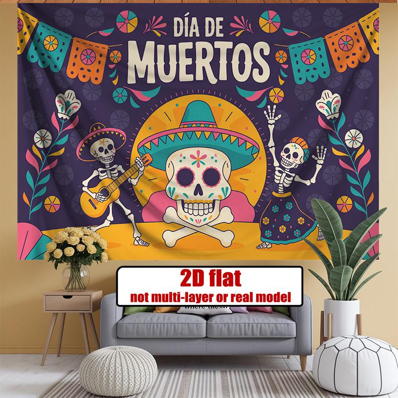 Party Backdrop Flat Banners Muertos Skeletons Dead Celebrations Wedding Event Photo Background Front Door Decor