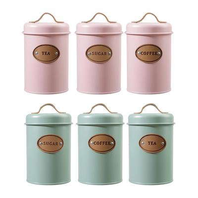 3x Tea Coffee Sugar Canisters Airtight Lid Can Tin Storage and Organization