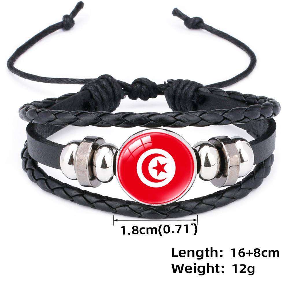 World Cup Leather Bracelet National Flag Soccer Match Souvenir  Adjustable Cowhide Woven Bracelet for Men Women,Sports  Fan Accessories