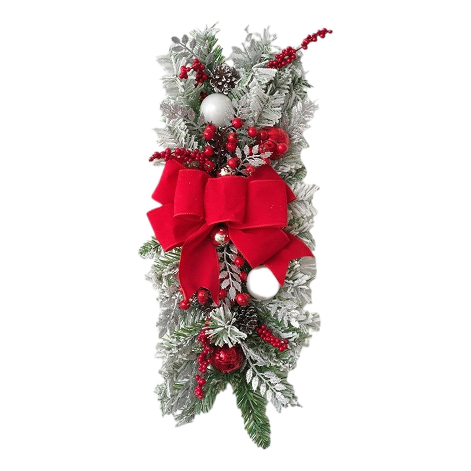 

Christmas Swag with Bow Decorative Ornament Artificial Wreath Front Door Swag for Home Indoor Outdoor Garden Room Wedding
