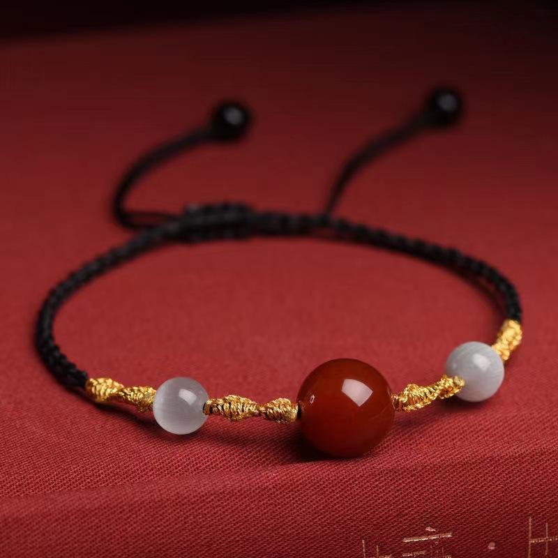 Red Agate Bracelet, Women'S Hand Rope, Natural Agate Necklace, Pendant, Loose Beads, Acacia Beans, Red Beans.