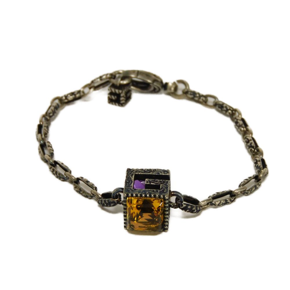 Used 9539 G Cube Crystal 550888 J7863 8192 7986 17 Square G Chain with Smoked Rhinestones, Excellent Condition
