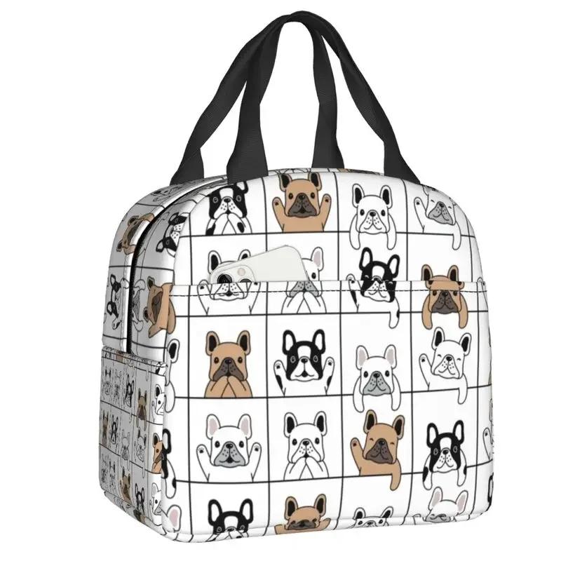 Štěně francouzského buldočka Termoizolační obědové tašky Dámský vzor psí hlavy Opakovaně použitelná nádoba na školní jídlo Bento box