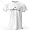 Minimalist Line Cat Print 100 cotton top Soft breathable round neck short sleeve T-shirt for men and women can be simple fashion