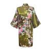 Pigiama Kimono da Donna in Stile Giapponese a Maniche Corte con Stampa Pavone Accappatoio Lungo da Notte da Donna in Seta Simulata