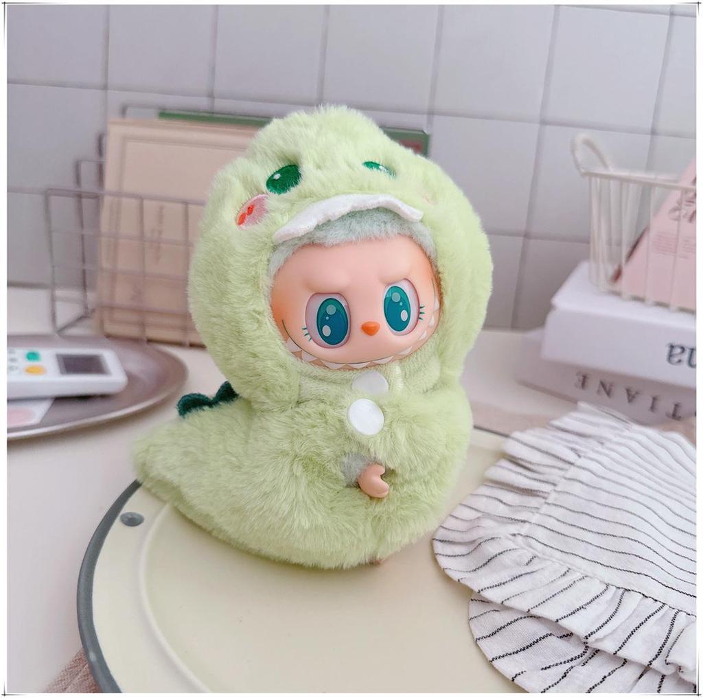 First, Second, and Third Generation Labubu Doll Clothes: 17cm Plush Onesie for 10cm Labubu Dolls, Cute Cartoon Design