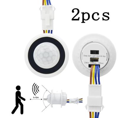 2 Stück Bewegungsmelder Lichtschalter 220V 110V Pir Präsenzmelder für Beleuchtung Zeitverzögerung einstellbar Bewegungsmelder Lampe Automatischer Schalter
