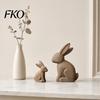 Soft Desktop Decoration Rabbits 2Pcs Distressed Rabbit Statue, Vintage Bunny Figurines, Easter Decorations, Rustic Staggered Height