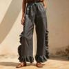 Women Fashion Ruffled Patchwork Versatile Casual Loose Wide Leg Pants