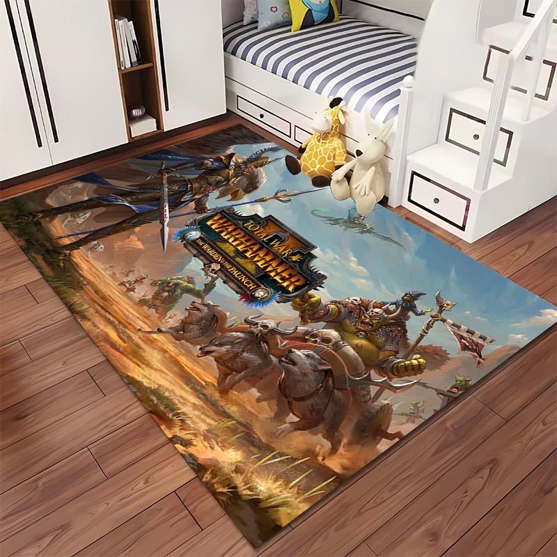 Fantasy Battlefield Design Rug, Warriors & Creatures Non-slip rug suitable for living room and bedroom sofas