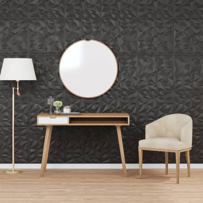 VidaXL Wall Panels 12 Pcs, Wall Stickers, Wallpapers, Wall Coverings, Living Room Decoration, Black 50x50 Cm 356946